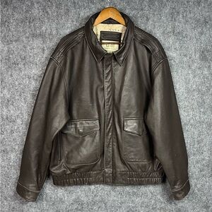 Vintage G-lll Authentic Bomber Genuine Leather Jacket Global 90s Men’s Size XL
